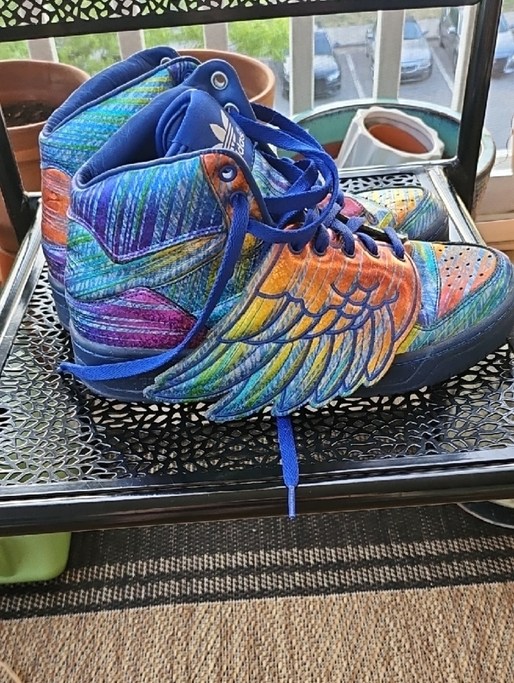 Jeremy Scott x Adidas Multicolor High-Top Sneakers with Wing Accents - Picture 4 of 7